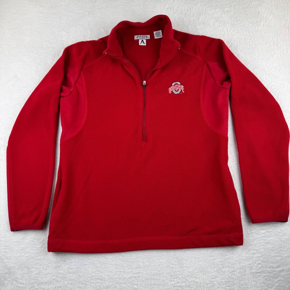 Antigua Ohio State Fleece Pullover Womens Medium Red Quarter Zip Athletic OSU